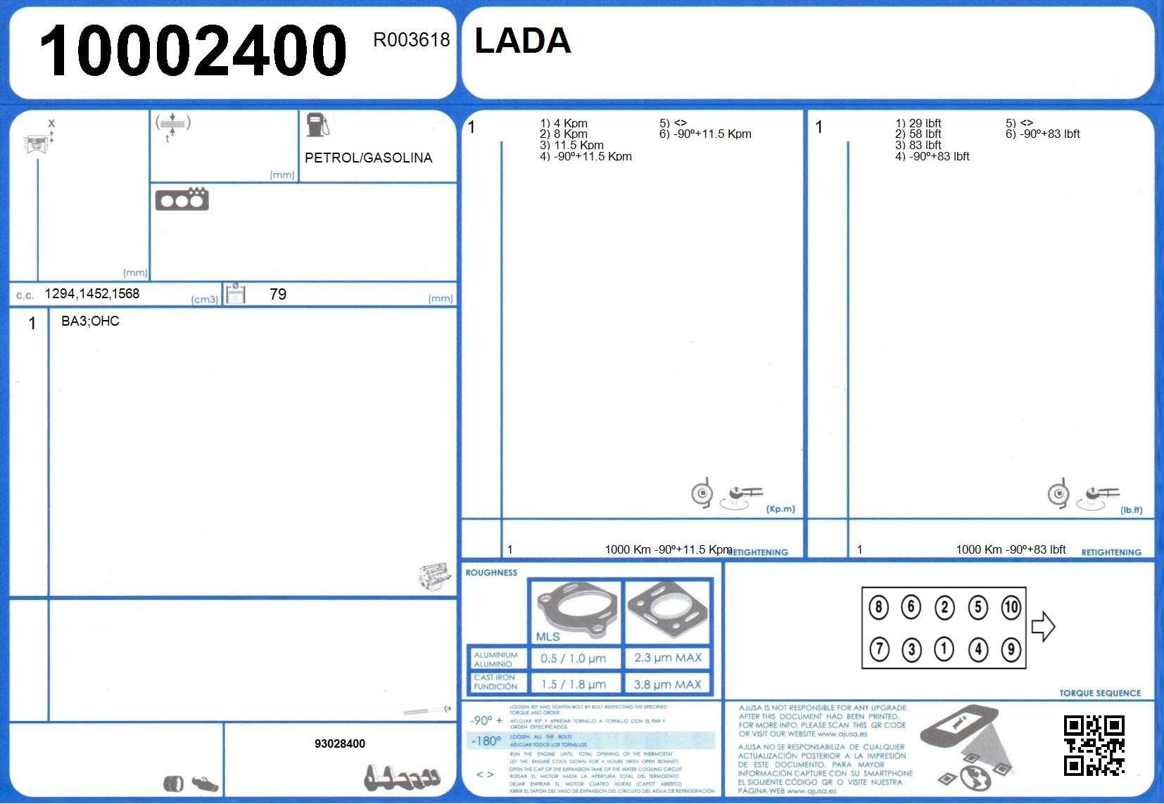 Ajusa 50021000 Kit Completo Guarnizioni, Motore