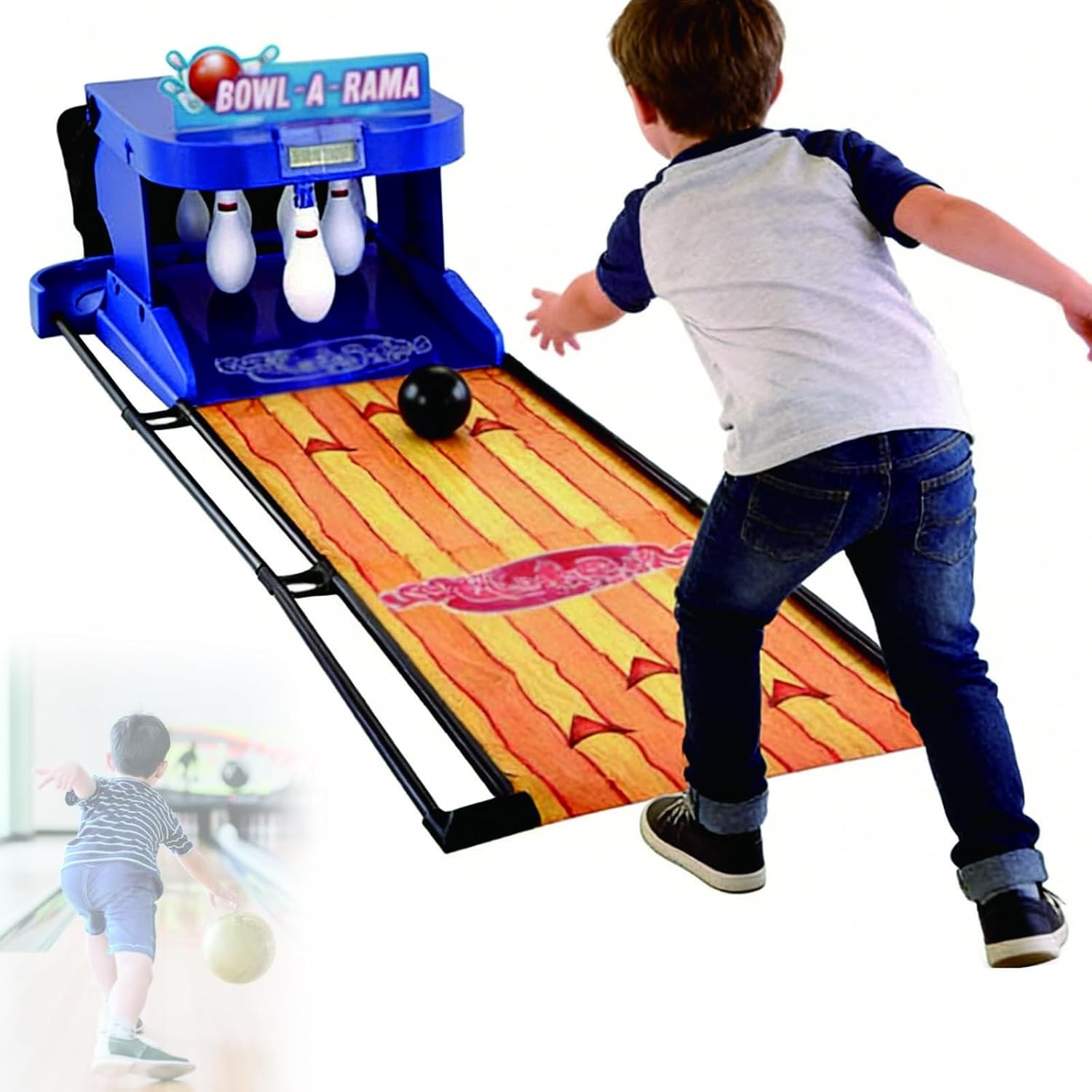 Electronic Bowling Ball Console, Indoor Outdoor Bowling Alley Game with Automatic Pin Reset, LED Scoreboard, Simulation Sound, Quick-Install, 2m/3.5m Home Bowling Experience(2m)