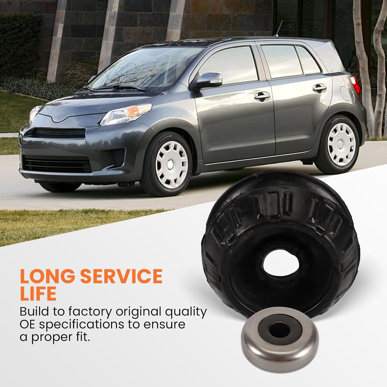 2 Pcs 48609-52100 Front Strut Shock Mount Set with Bearing Compared with Scion xD 1.8L 2008-2014 Compared with Yaris 1.5L 2006-2017 and Prius C 1.5L 2012-2019