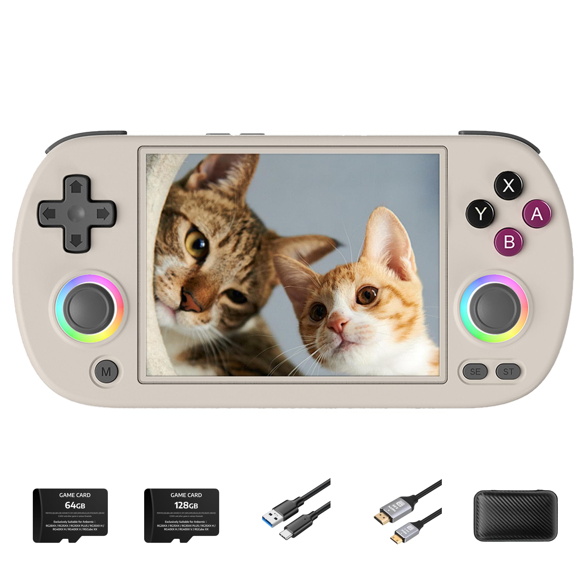 RG40XX H Handheld Game Console 35 Emulators 18K Preloaded Games WiFi & Bluetooth Retro Gaming Console Kids Video Game Console Plug & Play Machine Gifts for Boys & Men (Grey-128GB)