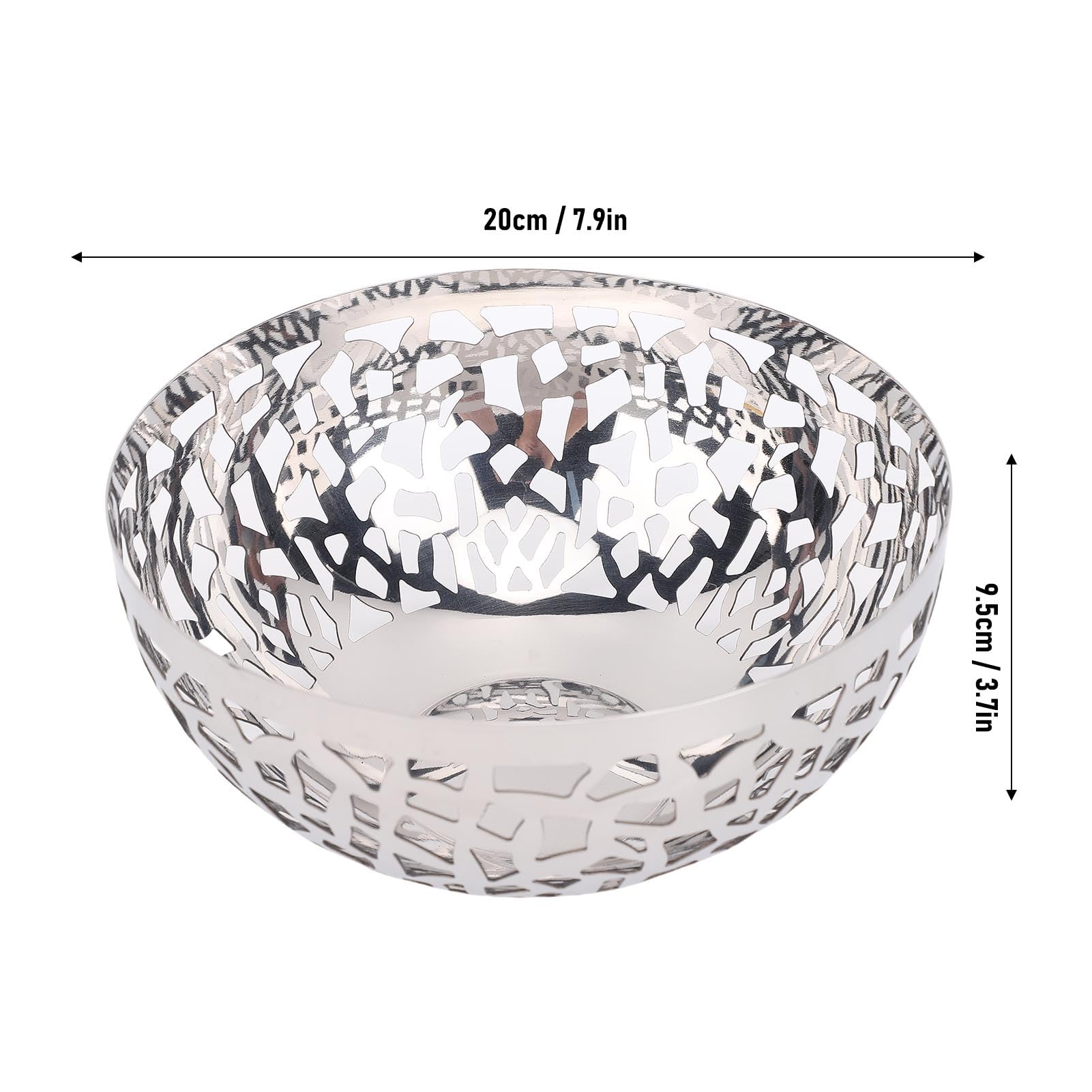 SIXRUN Porta di Ciotola da Frutta in Acciaio Inossidabile Grande Cesto Decorativo Moderno per Controsoffitto da, Organizzatore per Frutta e Verdura con Ampio Design a Livello di (20 cm)