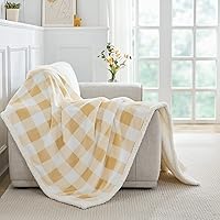 Vista 7 de BEAUTEX Sherpa Fleece Throw Blanket, Super Soft Warm Buffalo Plaid Plush Blankets and Throws, Lightweight Cozy Fuzzy Blanket for Couch Sofa Bed Beige