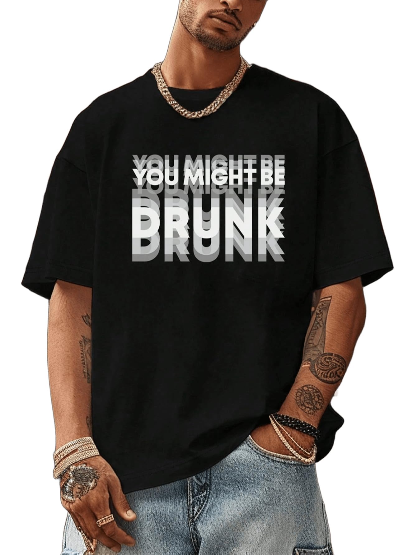 You Might be Drunk’ Printed Cool Aesthetic Oversized Baggy T-Shirt-image-2