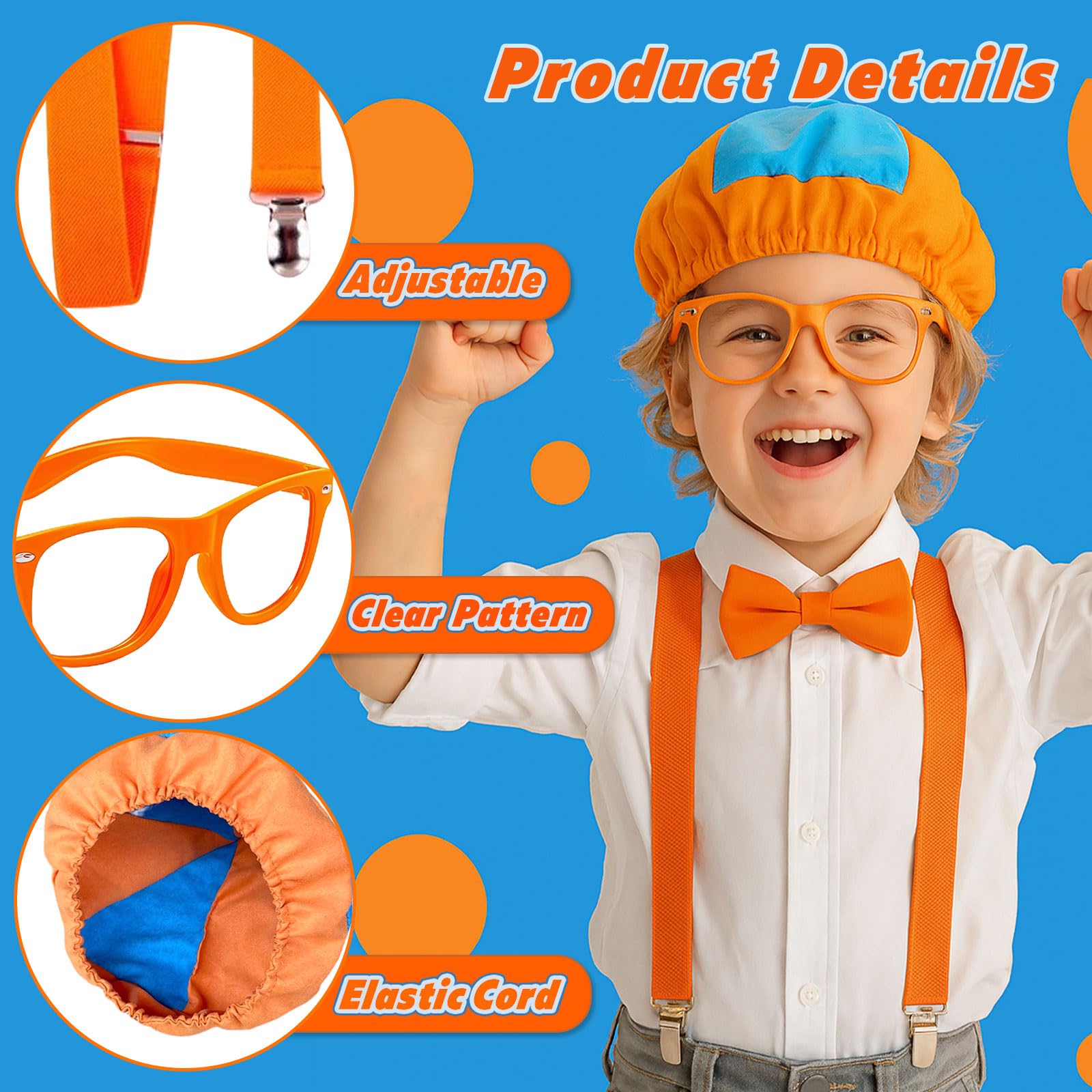 AYNKH Children's Engineer Costume Set, Role Play, Glasses, Bow Tie, Braces and Beret Hat Engineer Fancy Dress - Image 3