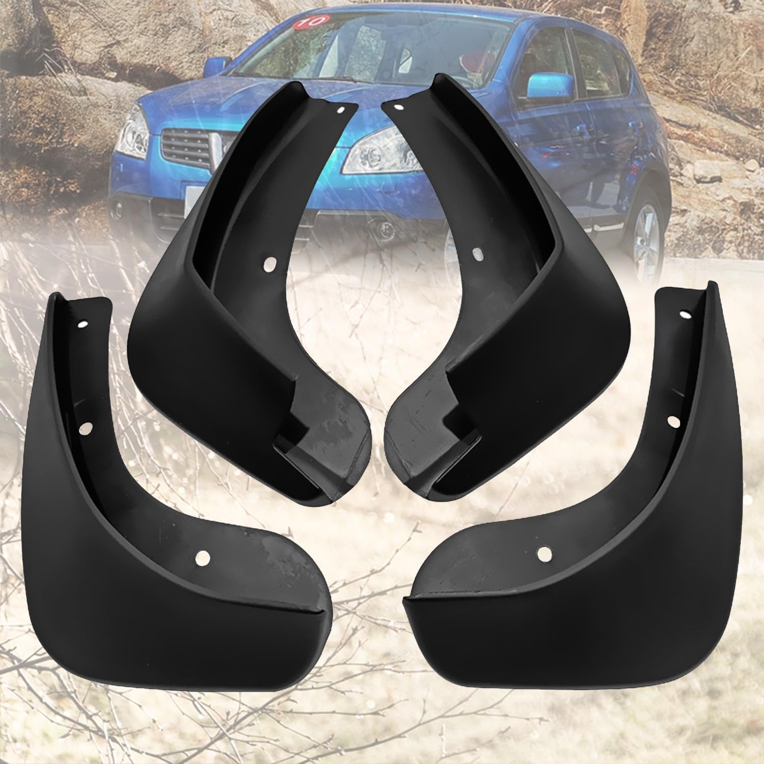 Guardabarros para Nissan Qashqai J10 sin taladrar de goma resistente traseros y delanteros