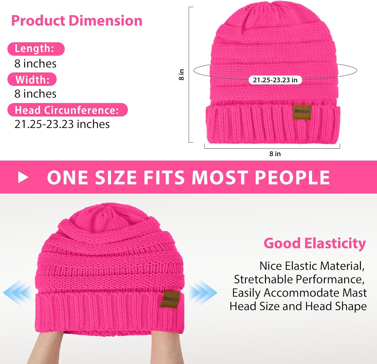 ZOORON Womens Winter Hat Slouchy Beanies for Women Cable Knit Winter Beanie Hats for Women Thick Cold Weather - Beanies Women - Image 4