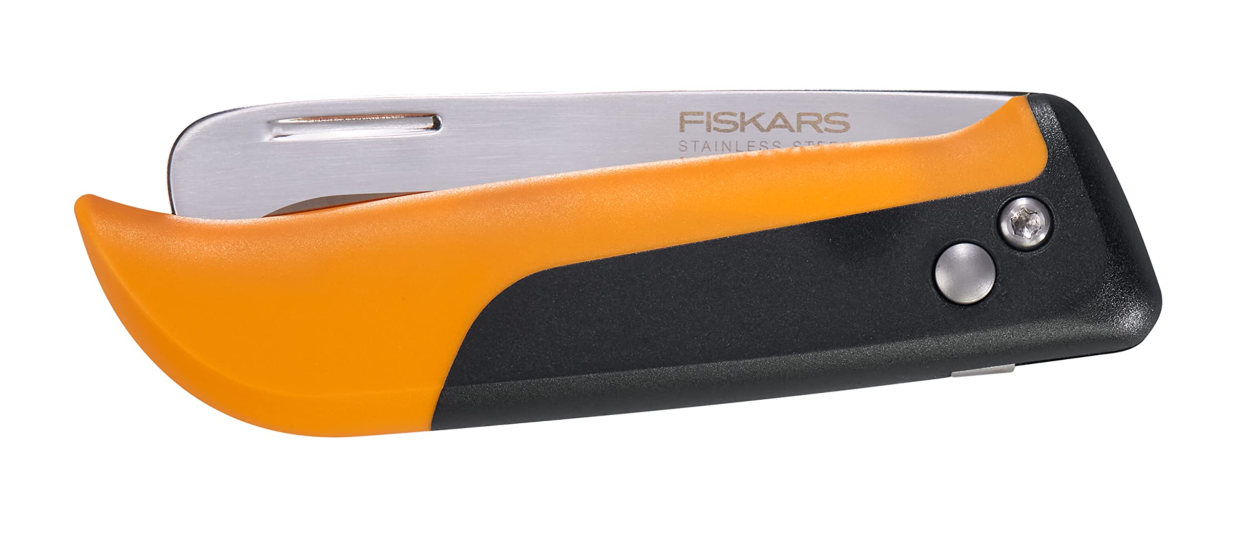 Fiskars Couteau de Récolte pliable pour Fruits et Légumes, Pour la récolte, Longueur totale : 17,8 cm, Acier Inoxydable/Plastique, Noir/Orange, X-series, K80, 1062819