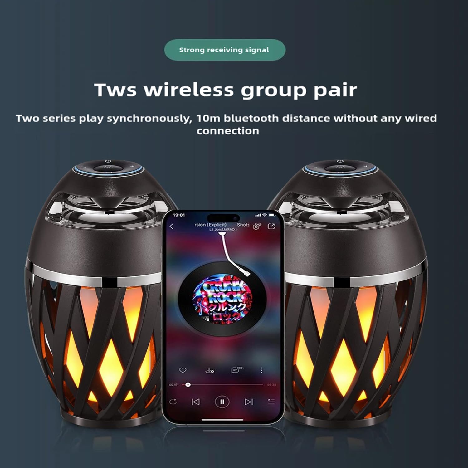 Led Flame Speaker Bluetooth Speakers,Dancing Flames Outdoor Indoor Portable Bluetooth Speaker &Torch Atmosphere Light for Patio Porch Garden Home Backyard Decoration - Image 5