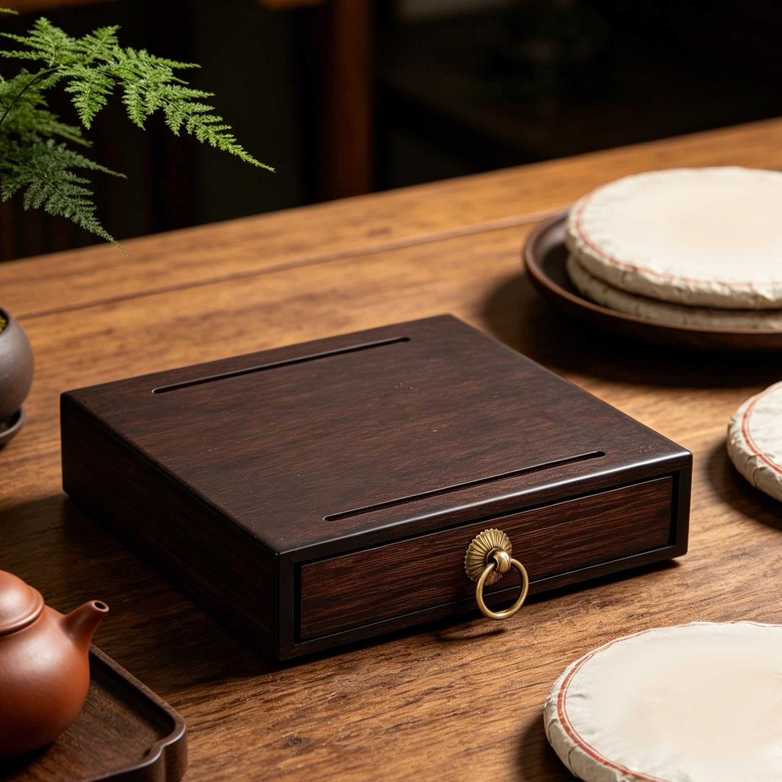 Scatola Cassetto in Legno Vintage a Scomparto Marrone