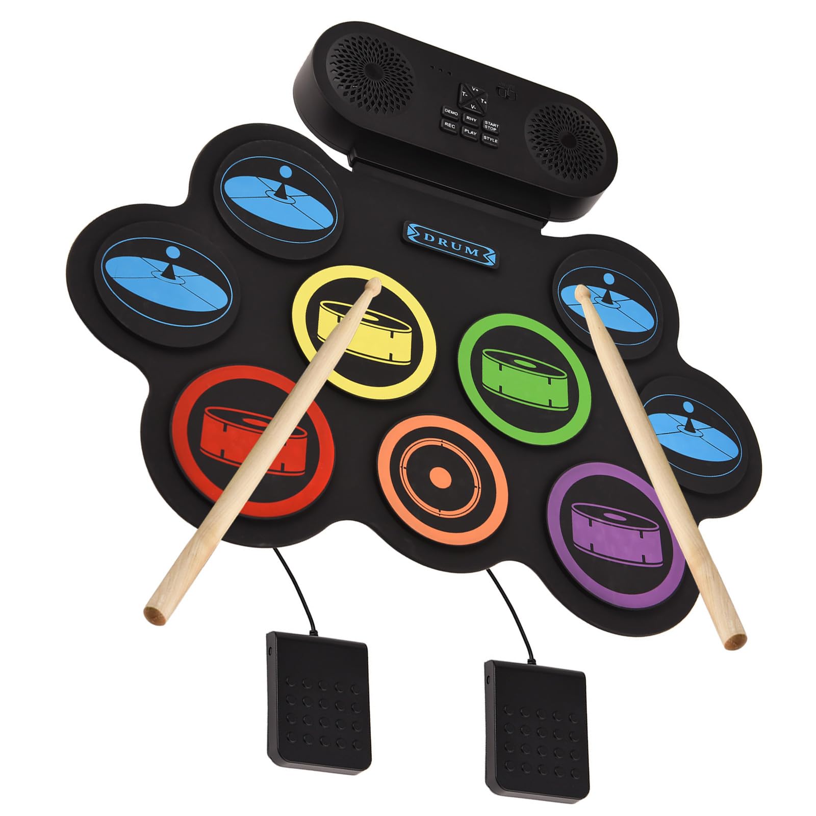 Batteria elettronica portatile USB adatta per gli appassionati di musica con ricca libreria di suoni tra cui ritmi rock Rolling Up Drum