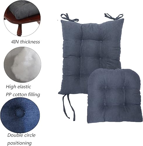 Miniatura 6 de Cojín de mecedora de relleno antideslizante para sala, oficina, comedor, juego de 2 piezas, asiento y respaldo, A, 2 unidades (paquete de 1)