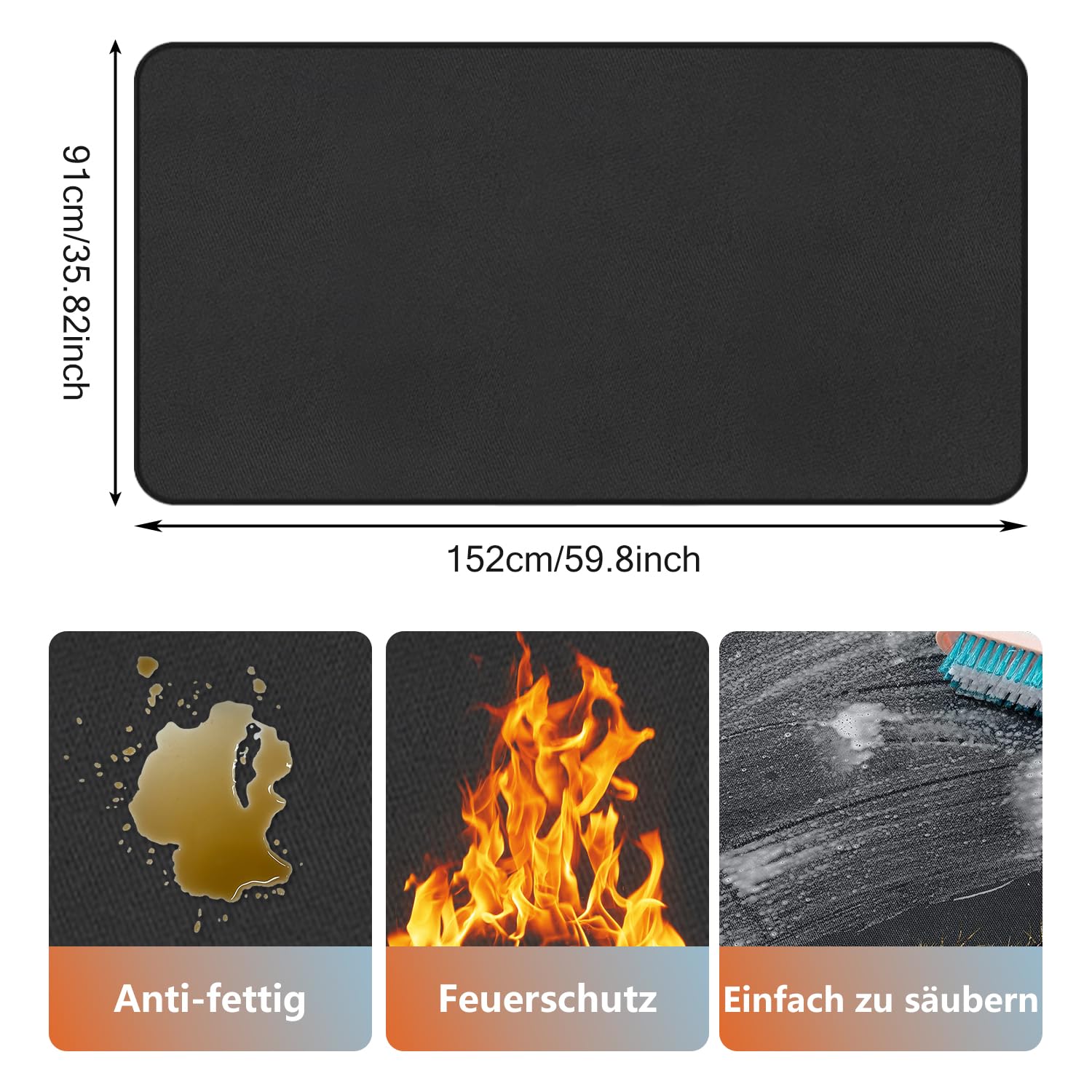 Tapis de Protection Tapis Barbecue Sol D'extérieur Tapis de Gril Anti Feu BBQ Tapis Réutilisable Facile à Nettoyer Étanche Tapis de Foyer pour Pelouse Patio