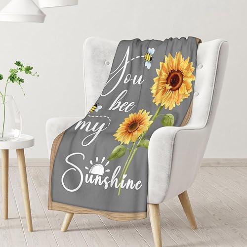 Miniatura 8 de Manta de girasol personalizada con nombre, suave, mullida y cálida, 60 x 50 pulgadas, para cama, sofá, manta amarilla, bonita manta de regalo para