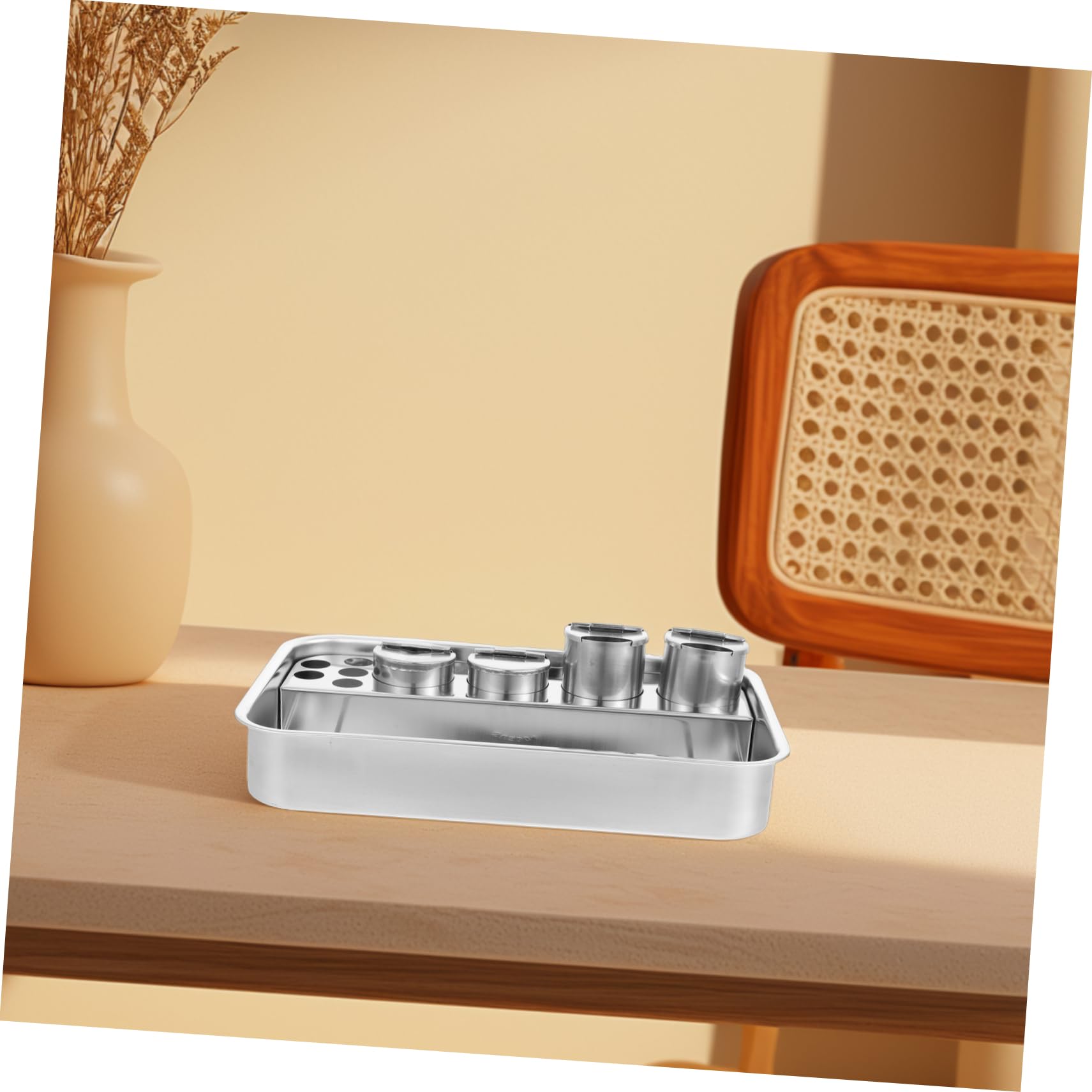 Cabilock Bandeja Rectangular De Acero Inoxidable Enfermería Resistente y Espaciosa Para Almacenamiento y Cambio De Instrumentos Médicos Hospital y Clínica