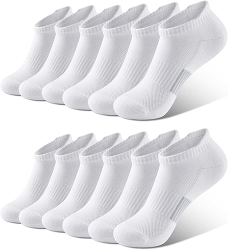 QUEENFUR Calcetines tobilleros para mujer, para correr, no visibles, atléticos, calcetines de compresión para senderismo, 6 pares