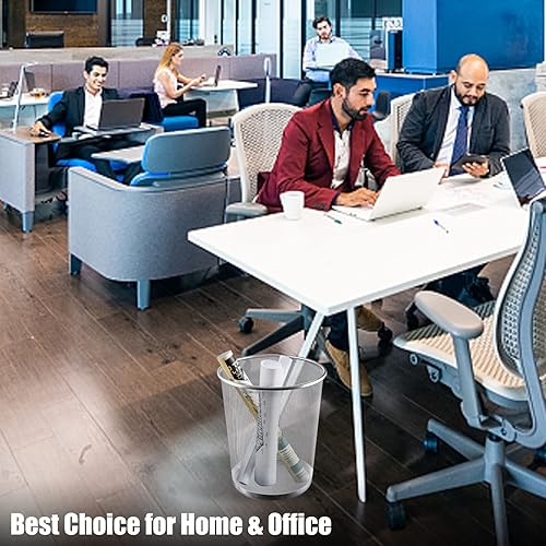 Miniatura 5 de Botes de basura de malla plateada, paquete de 10 cubos de basura de malla de 6 galones, papeleras de alambre de metal abierto, cesta de basura para