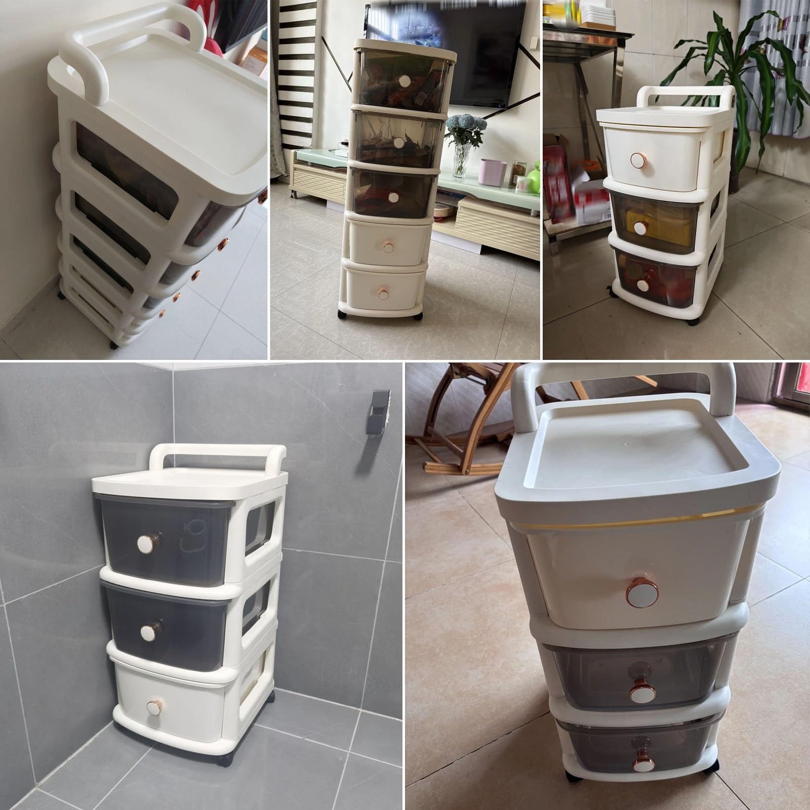 Carrello Portaoggetti Mobile con Cassetti, Organizer con Ruote for Camera da Letto, Soggiorno, Bagno, Cucina, Ufficio