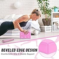 Vista 4 de RETON Juego de 2 bloques de yoga con correa, bloque de yoga rosa de alta densidad, bloques de espuma EVA ligeros, bloques de yoga, pilates, ladrillo