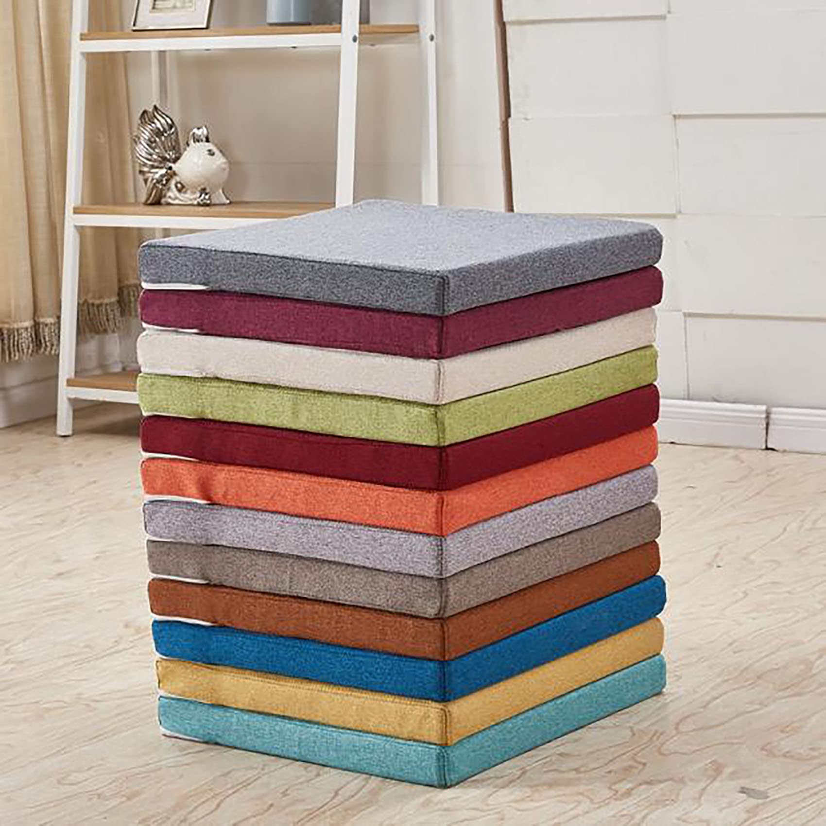 Pościel Poduszki do mebli ogrodowych,Thicken Tatami Poduszki na Krzesła Gąbka Poduszka Podłogowa,Zdejmowana I Zmywalna Poduszka Na Krzesło Biurowe-Zielony 50x50x3cm(19.7x19.7x1.2in)