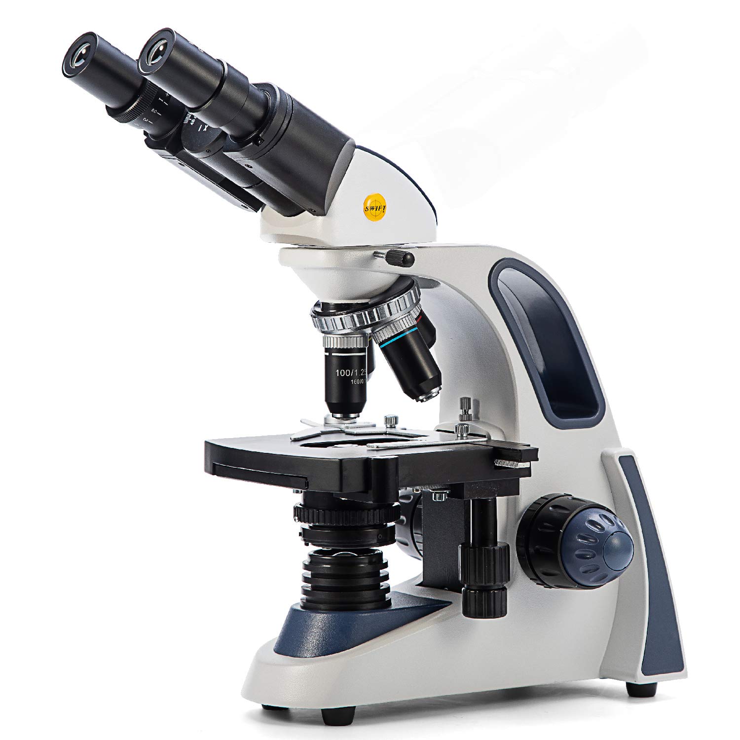 SWIFT Microscopio Binoculare Composti SW380B,40X-2500X,Microscopio da Laboratorio a Livello di Ricerca con Oculari Wide-field 10X e 25X, Testa Siedentopf