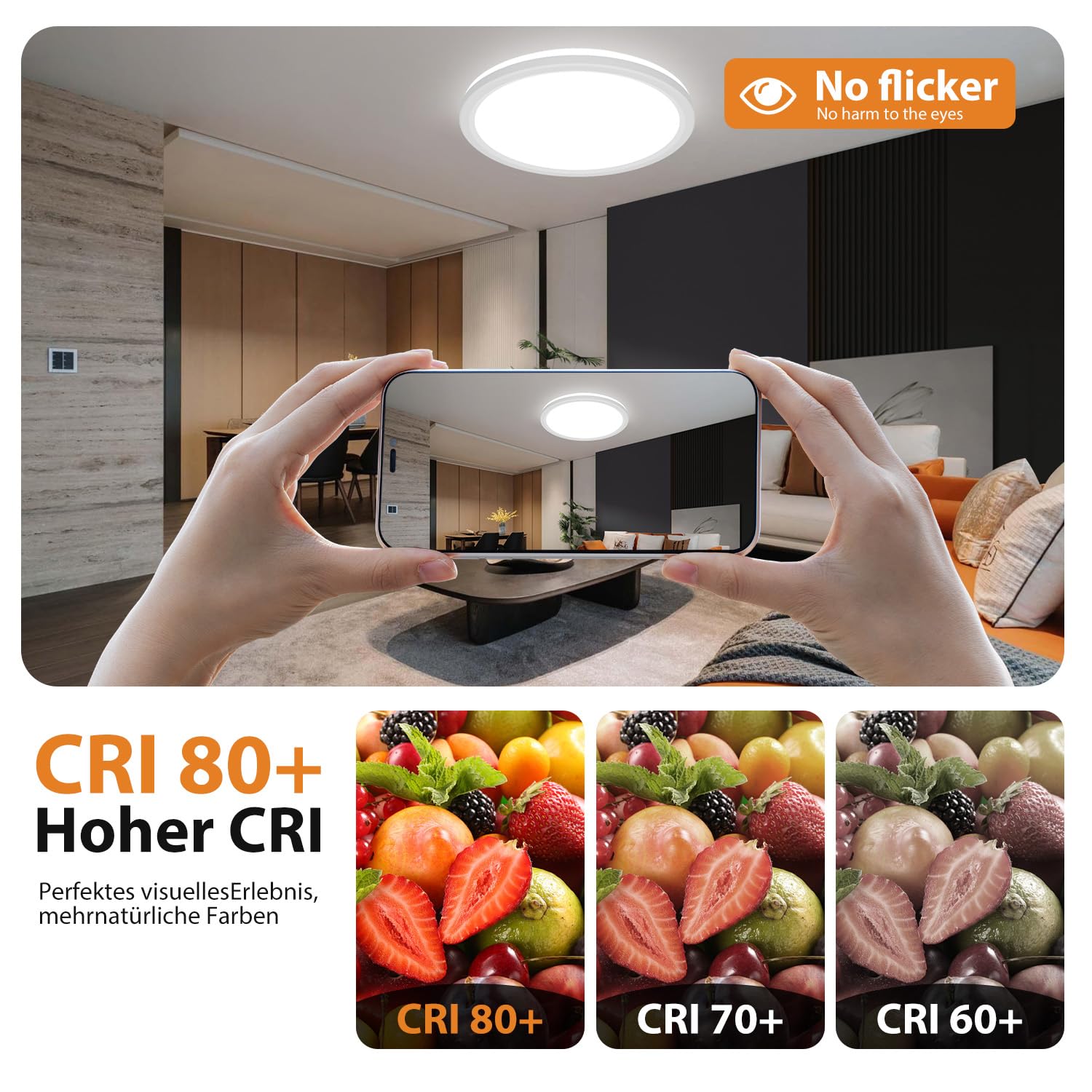 slochi LED Deckenleuchte Dimmbar mit Fernbedienung, 40CM RGB Farbwechsel Deckenlampe Led, 3000K-6500K Badezimmer Lampe für Bad Kinderzimmer Schlafzimmer Wohnzimme-Rund Weiss