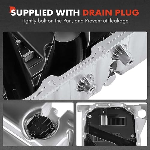 Miniatura 6 de A-Premium Cárter de aceite de motor con tapón de drenaje compatible con Volkswagen Passat 2006-2010, Passat CC 2010-2010, CC 2009-2010, 3.6L, GAS,
