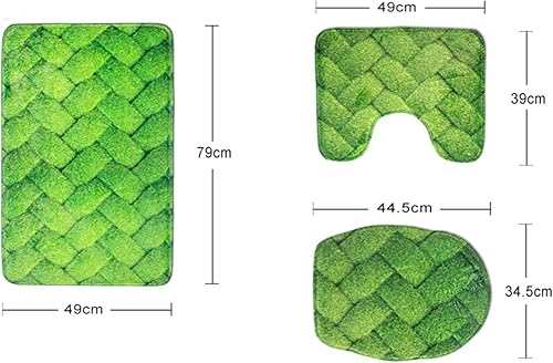 Miniatura 3 de HUGS IDEA Juego de 3 alfombras y tapetes de baño con estampado de notas musicales de arce otoñal, antideslizante, absorbente, tapete de baño en