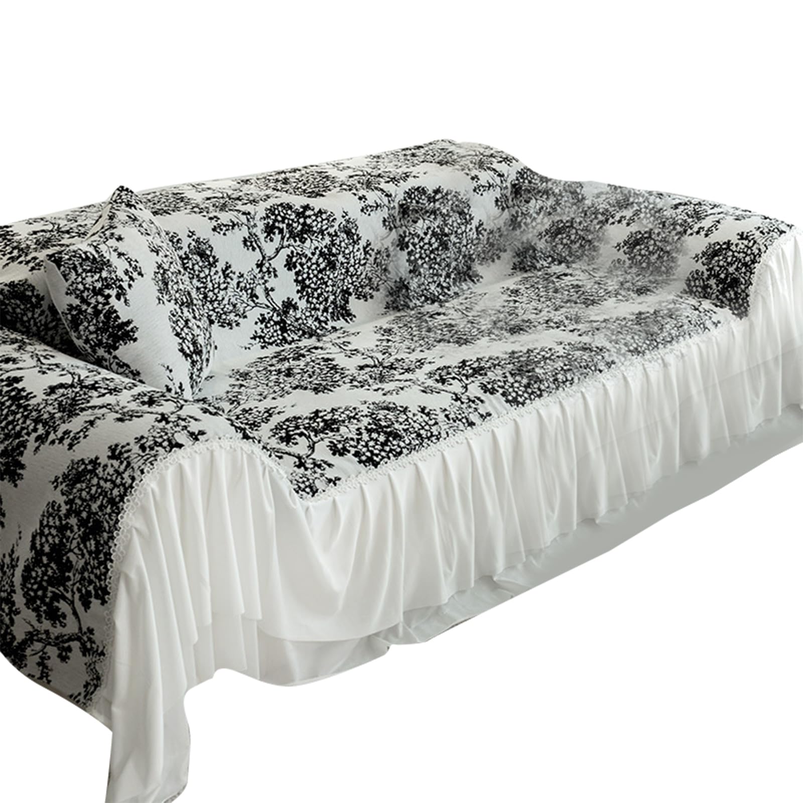 Tsophreniq Four Season Chenilles Sofa Blanket Comfortable Jacquards Black and White Plushes Cushions Blanket Black and White Sofa Protectors