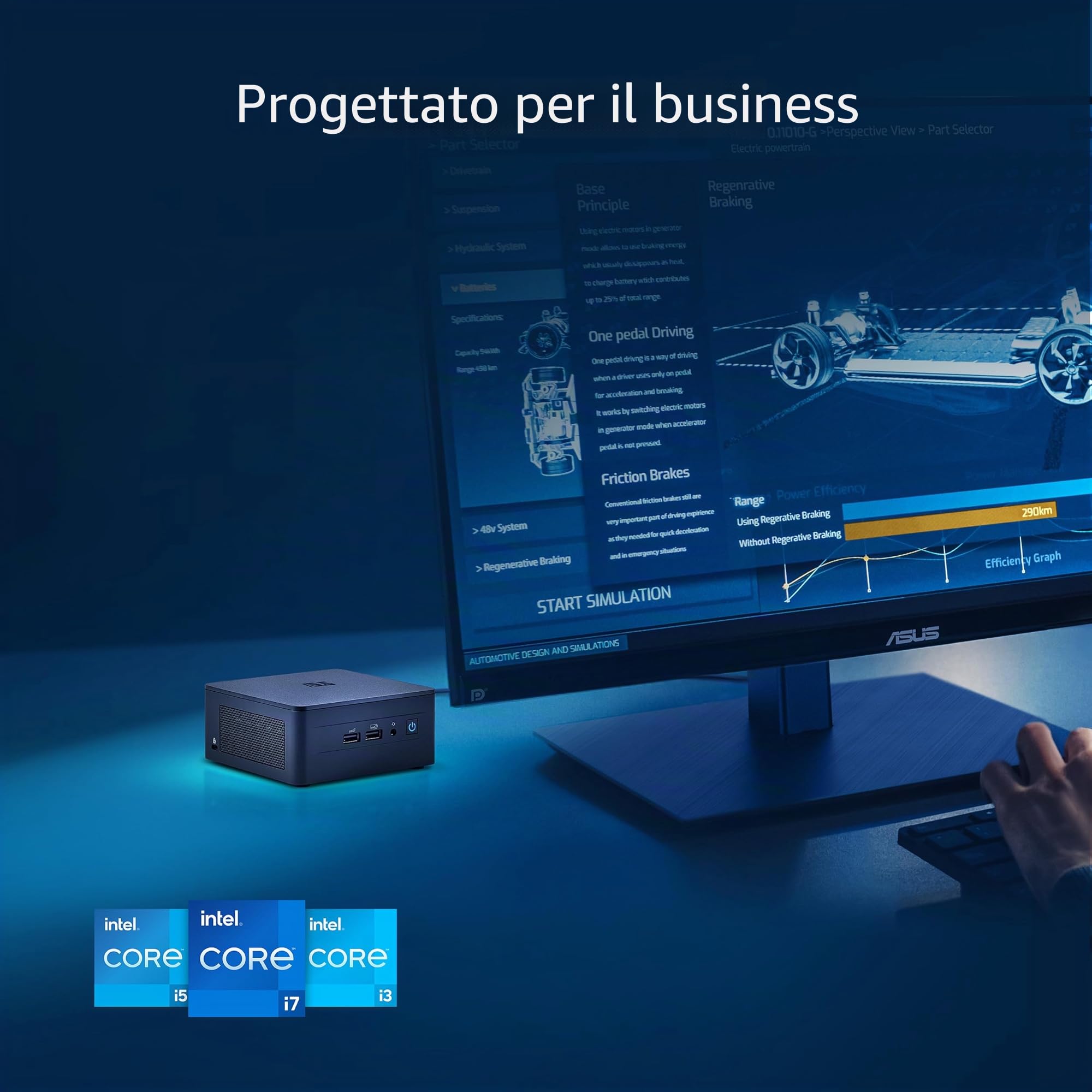 ASUS NUC 13 Pro - Computer desktop Barebone (Intel Core i3-1315U, Intel UHD Graphics, senza memoria, senza sistema operativo, cavo di alimentazione incluso