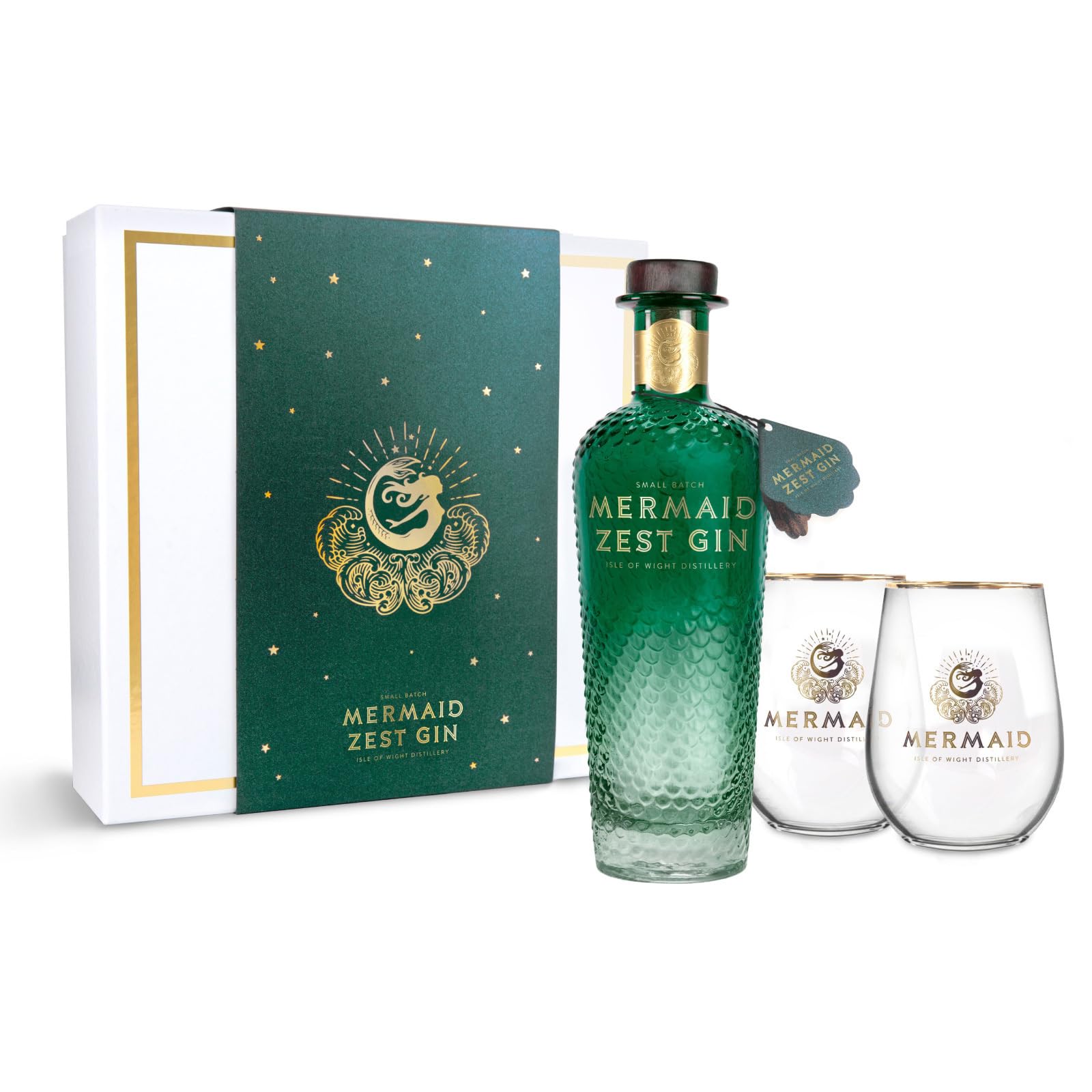 MERMAIDZest Gin Gift Set - 2 Mermaid Tumblers with Refreshing & Zesty Gin - Vegan & Gluten Free, 70cl