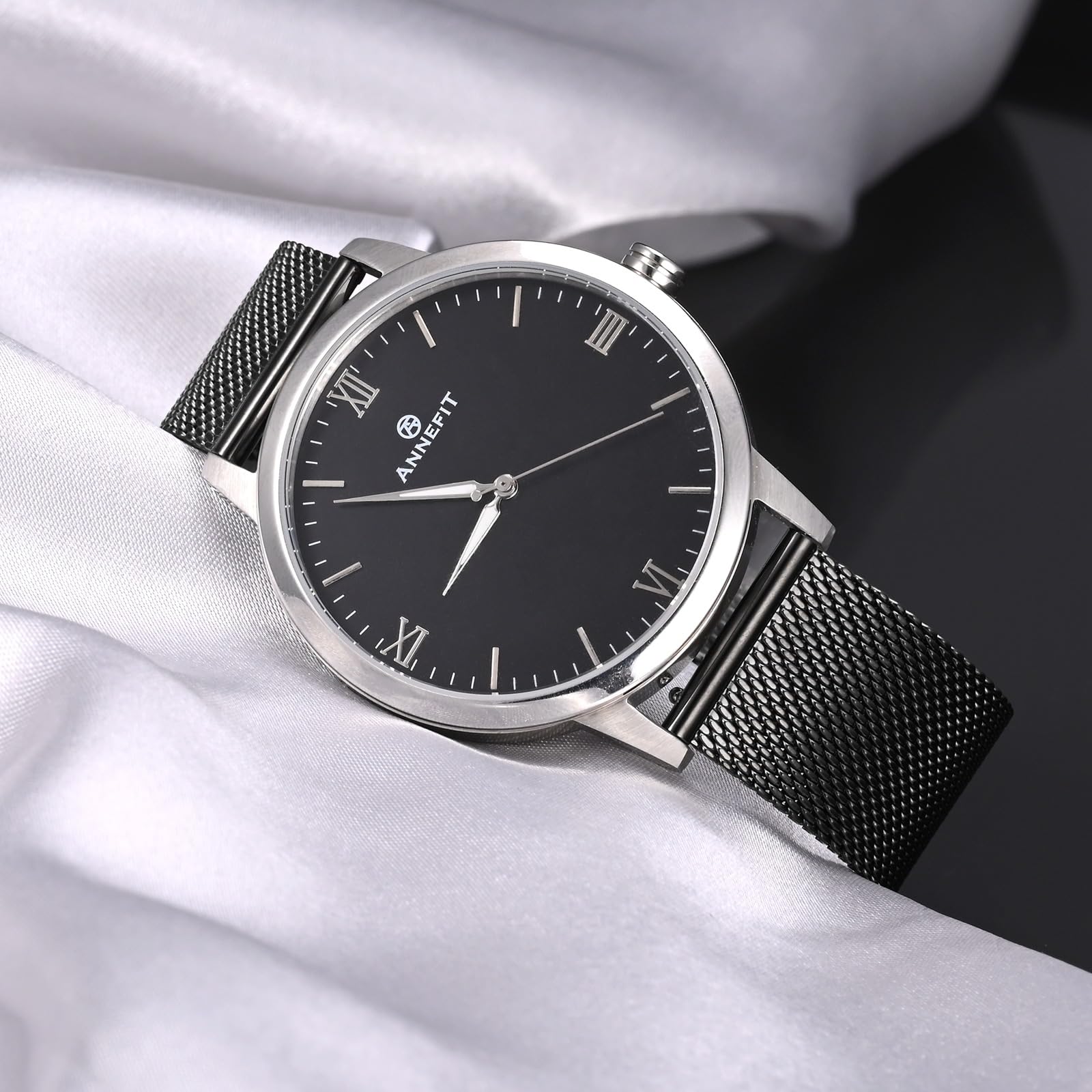 ANNEFIT Mesh Metal Watch Band, 316L Stainless Steel Watch Strap, Quick Release Replacement Bracelet 20mm (Space Grey)