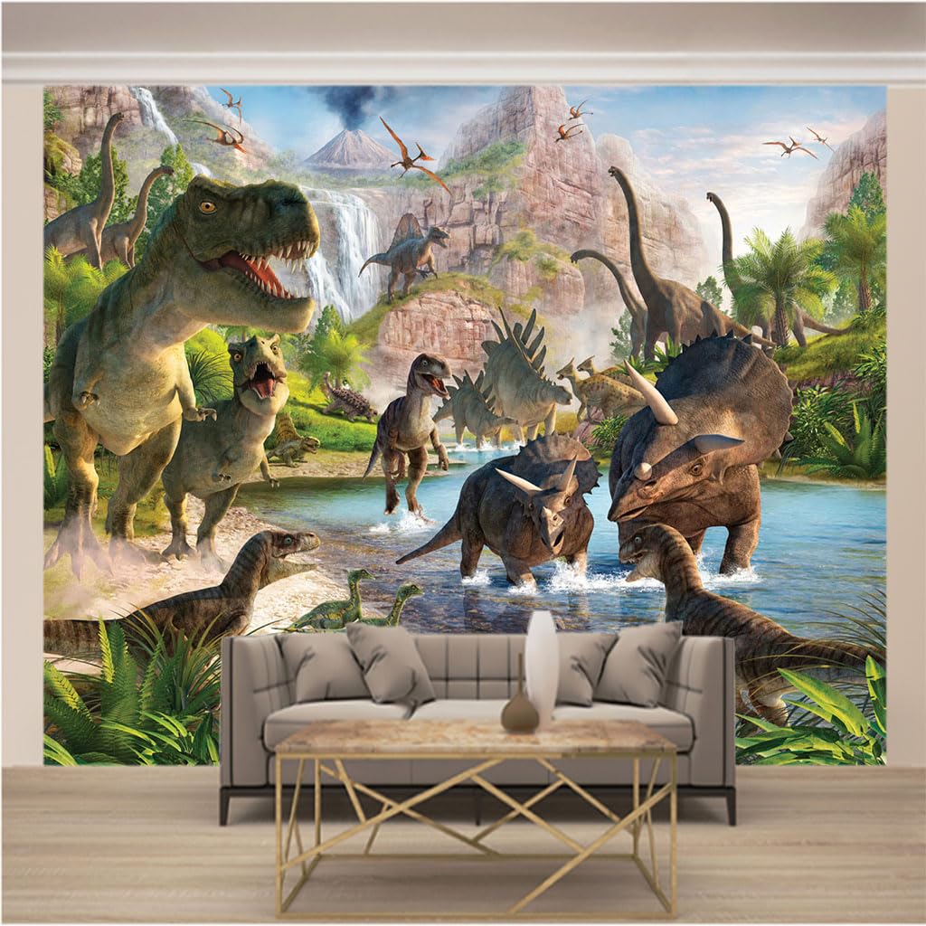 Papier Peint Intissé 3D Dinosaure pour Transformer le Salon en un Espace Évasion