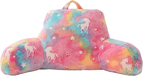 Vista 11 de A Nice Night Star Moon - Almohada de lectura de felpa que brilla en la oscuridad, respaldo de cuña para niños con brazos y apoyo para la espalda Gris