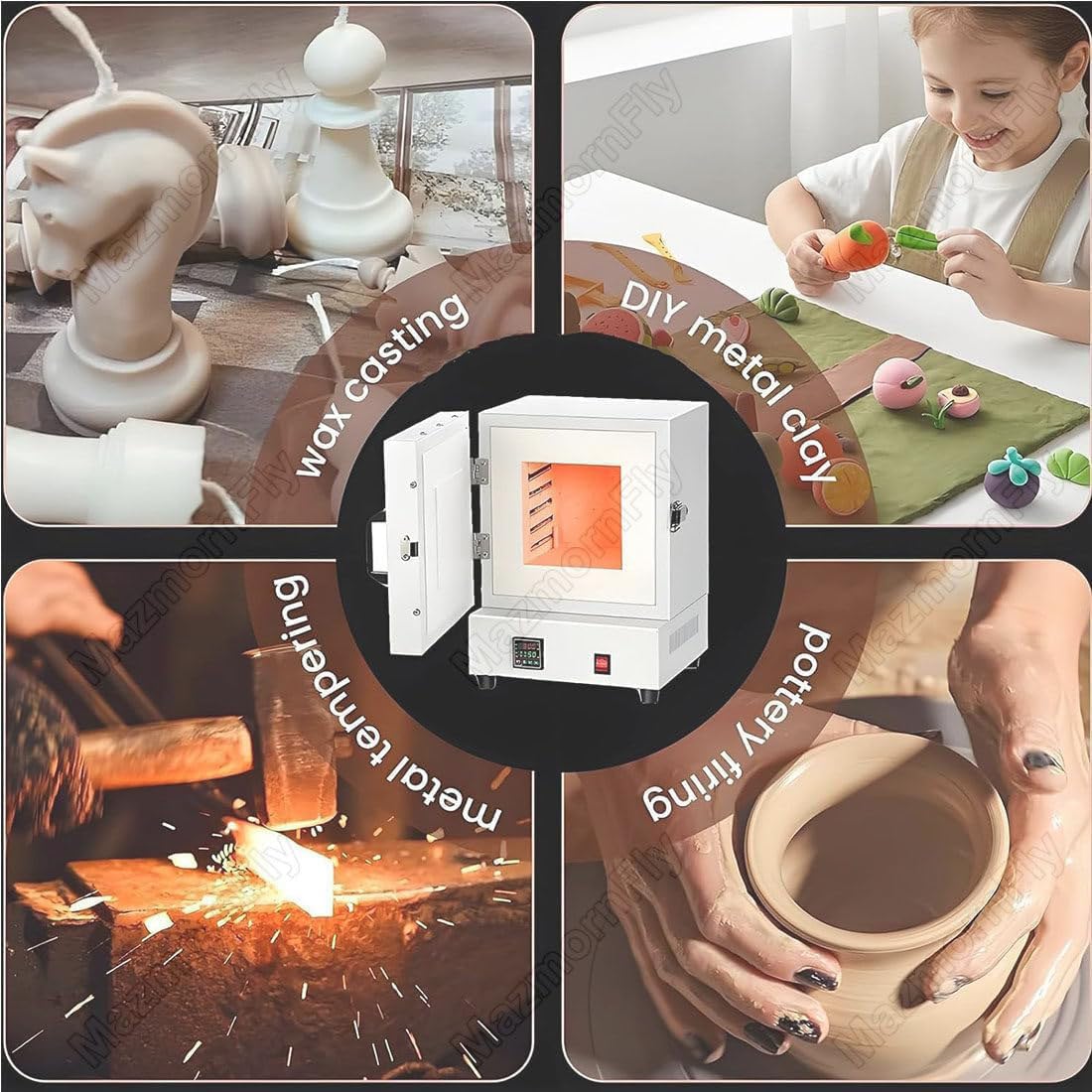 Horno De Mufla Eléctrico De Laboratorio para Cerámica, Horno Eléctrico De Fusión De Metales De Alta Temperatura 1150 °C, para Odontología, Cerámica, Yeso Y Procesamiento Joyería