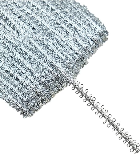 Ximkee Cinta metálica de 10 yardas, cinta de encaje curva, tela de encaje para coser, ciempiés, trenzada, encaje, manualidades, bricolaje, ropa,