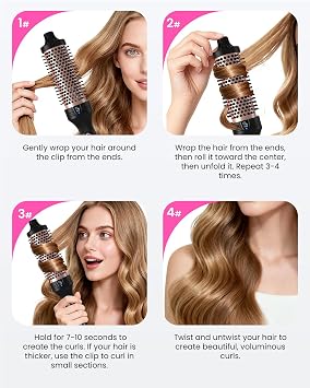 38mm Thermal Brush BRSTOPE PRO, Ionic Blowout Brush, 9 Temps Settings, Heated Hot Round Brush for Hair Straightening and Curling 2 in 1 (Black)