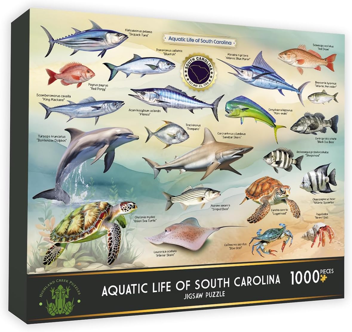 Aquatic Life of South Carolina 1000 Piece Jigsaw Puzzle - Made in USA