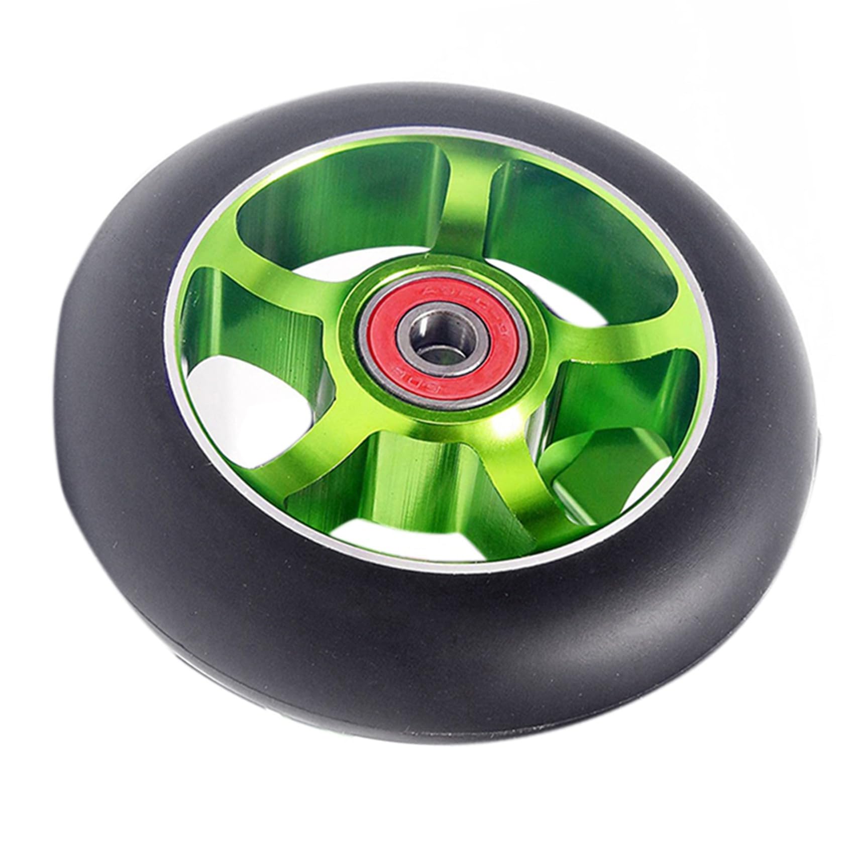 Lot de 8 roues de rechange pour scooter de 100 mm avec roulements en aluminium - Accessoires de scooter en polyuréthane - Vert