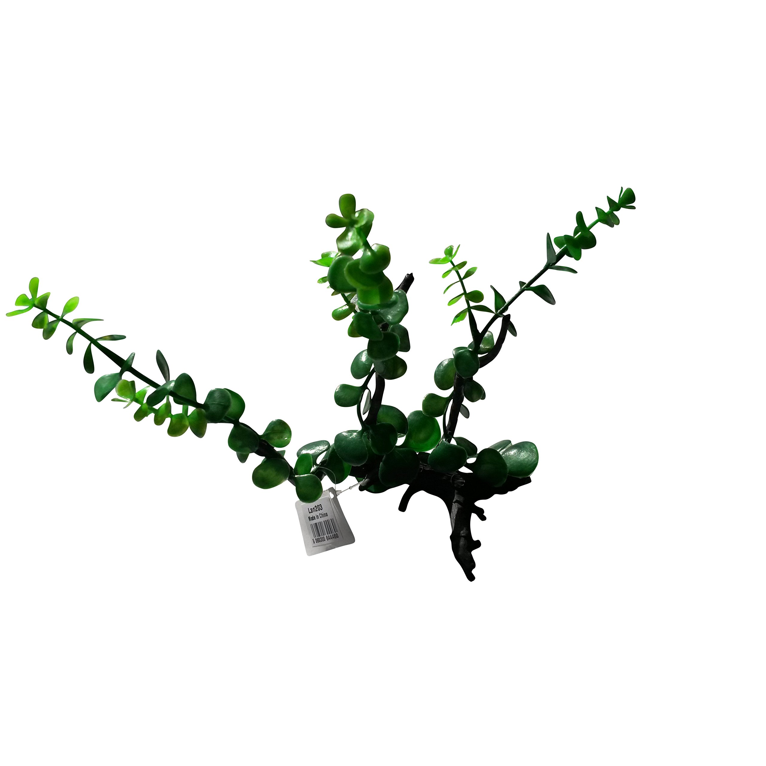 Eucalyptus Plant on Tree Branch Artificial Aquarium Ornament 7 Inches Tall, Realistic Look and Feel Green Foliage on Driftwood Tree Branch Fish Tank Resin Ornament Decoration