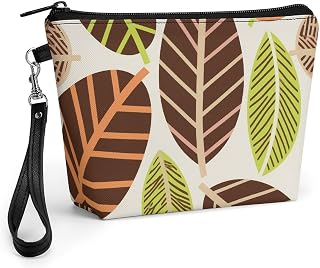 Leaf Vein Art Travel Makeup Bag Large Capacity Toiletry Bag | Waterproof PU Leather Cosmetic Organizer Bags with Handle