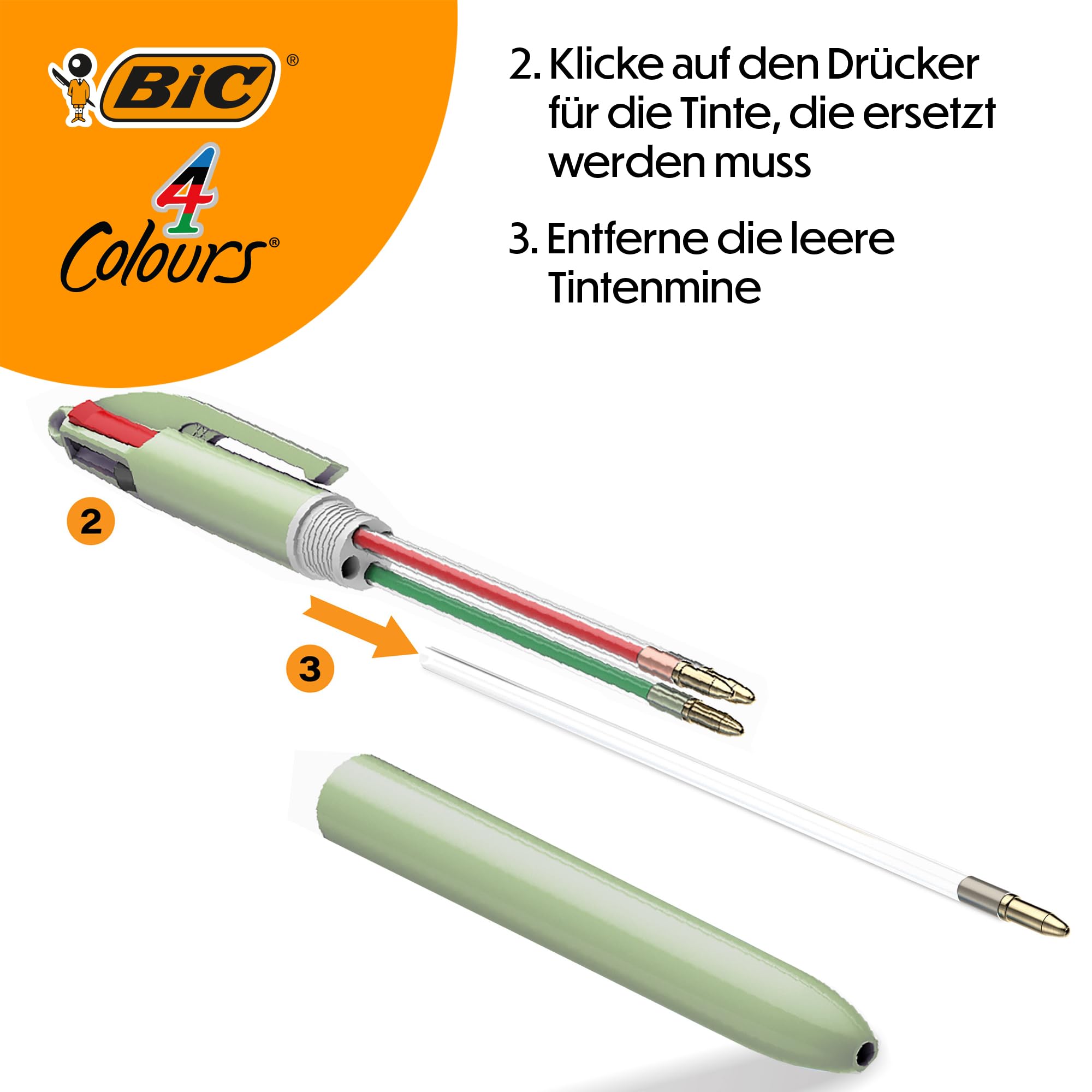 BIC Długopisy kulkowe w kolorze mineralnym, 4 kolory, średnia końcówka (1,00 mm) – różne kolory beczkowe, 5 sztuk
