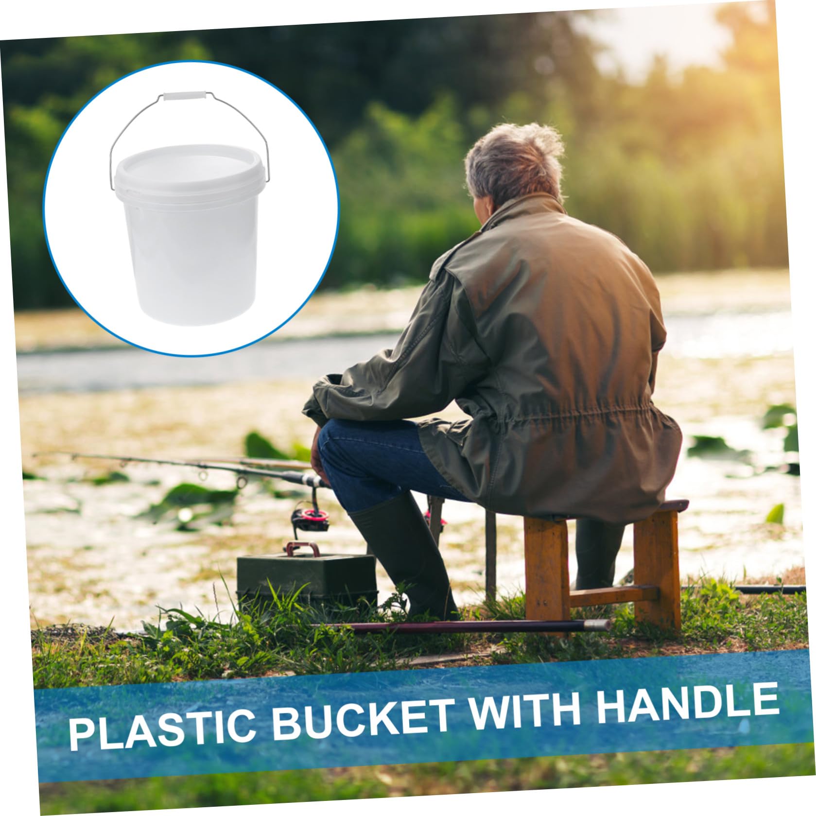 iplusmile Seau Portable 10l en Plastique Blanc Couvercle Étanche, Grosse Capacité et Seau d'eau Polyvalent pour Usage Domestique