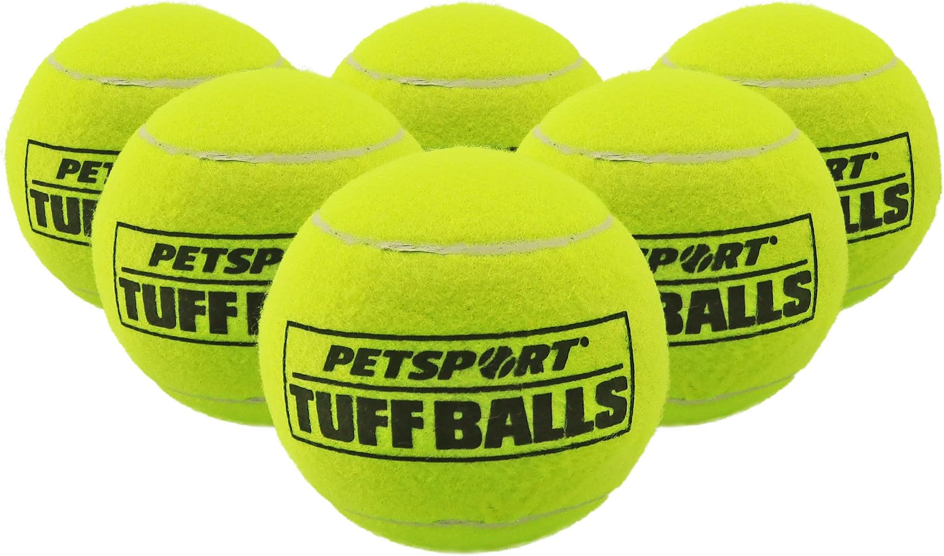 PetSport Jr Yellow Tuff Ball - Small Tennis Balls for Dogs, Puppy Chew Toy for Aggressive Chewers, Fetching, Natural Rubber, Certified Non-Toxic - 1.8 Inch Each, (Pack of 6)