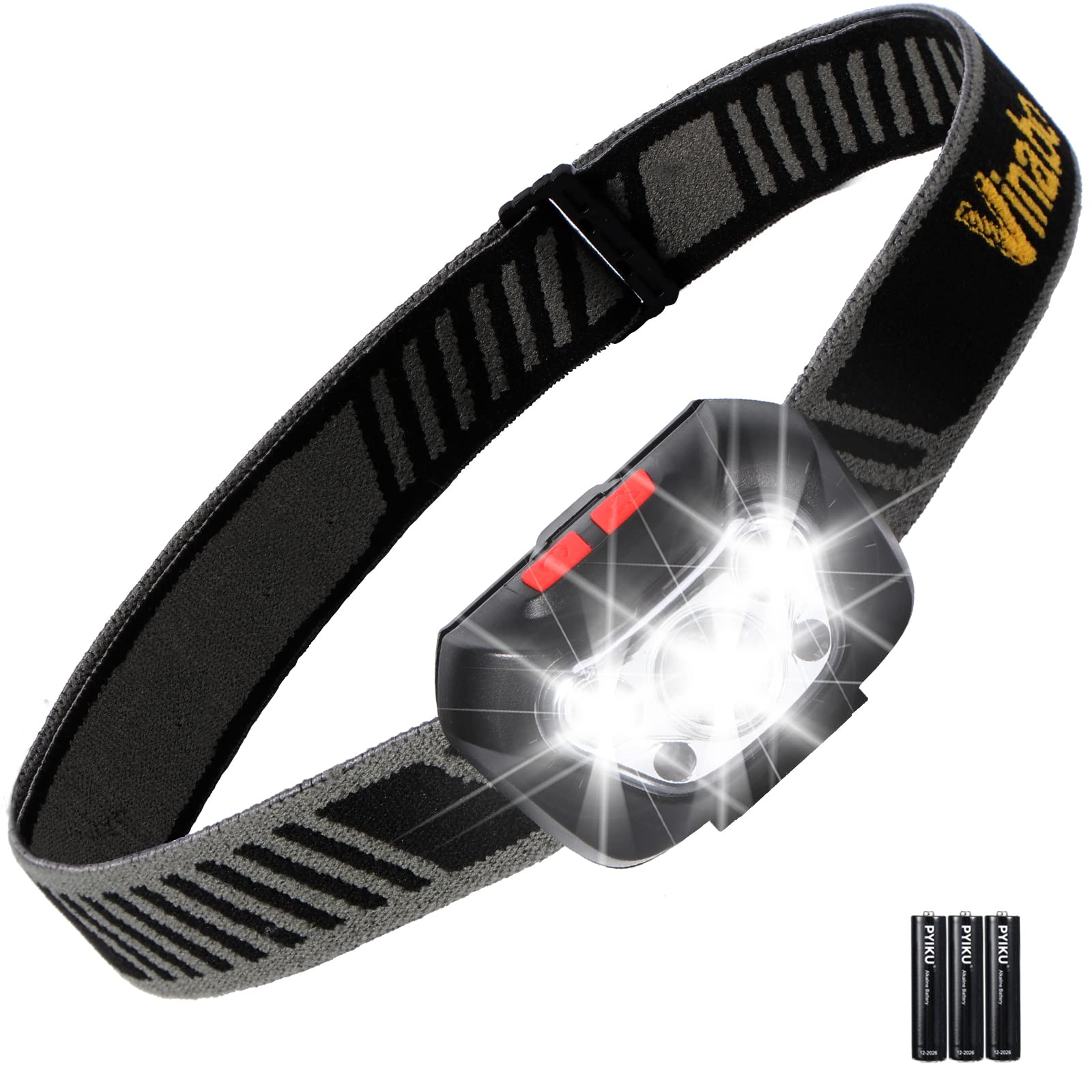 Vinabo Linterna Frontal Potente de 6 Modos, Linterna LED Ultra Potente Ajustable en 30°, Linterna LED de 500 LM para Lectura, Ciclismo, Correr
