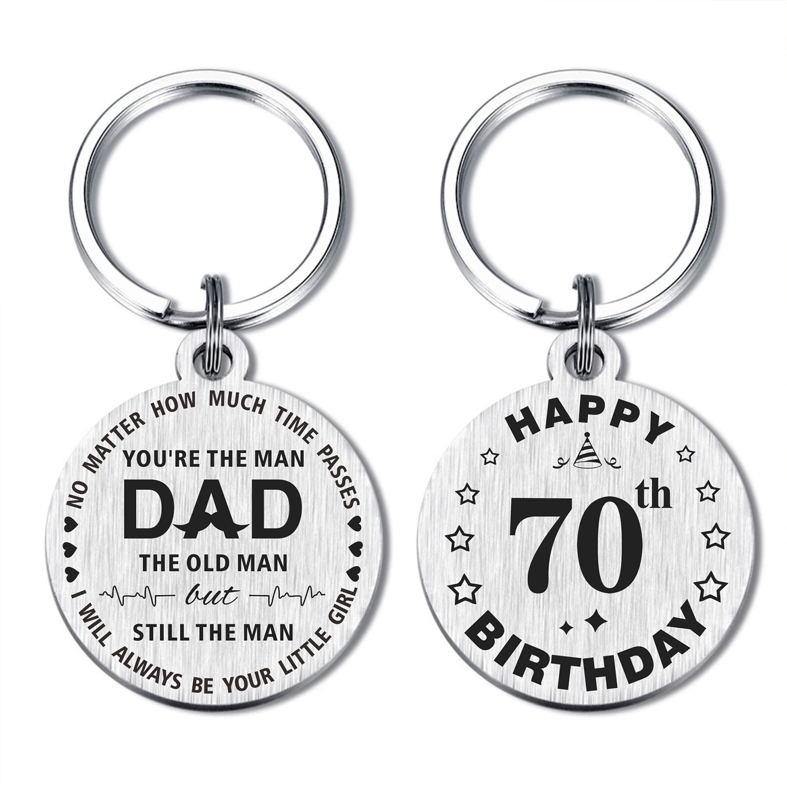 DEGASKEN Dad 70th Birthday Gifts, 70 Year Old Father Bday Keychain Present