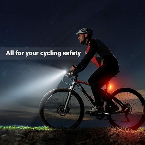 Miniatura 7 de Juego de luces de bicicleta superbrillantes de 2000 lúmenes, potente linterna de bicicleta recargable, impermeable, 5 modos, luz trasera de
