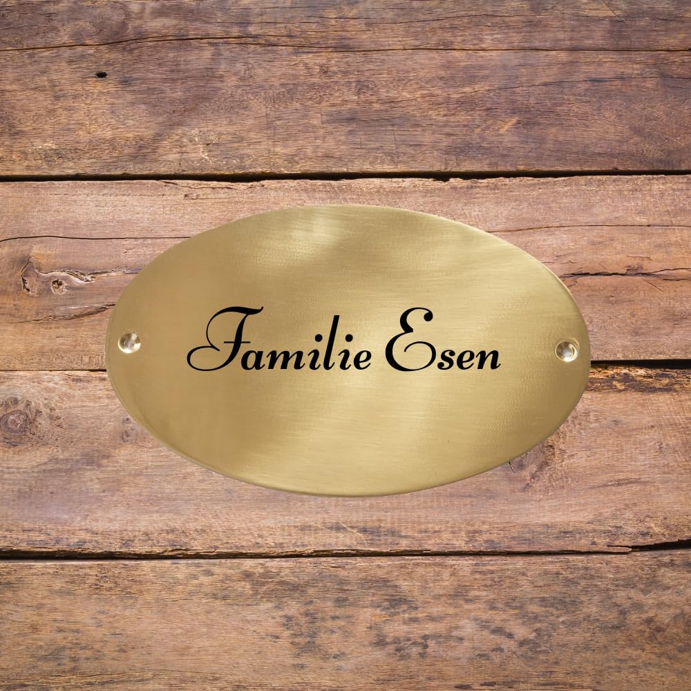 Exklusives Oval-Design: Massives Messing-Türschild (15 x 0,5 x 9,5 cm) mit individueller Gravur