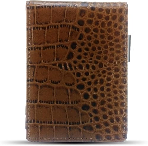 Miniatura 5 de Canberra Cartera con clip para dinero, delgada, minimalista, con bloqueo RFID, caja de regalo, cocodrilo, cocodrilo, avestruz, pitón, piel de