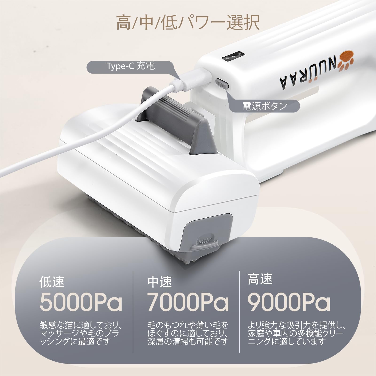 Amazon.co.jp: ハンドヘルドペット毛グルーミング掃除機キット -犬猫用