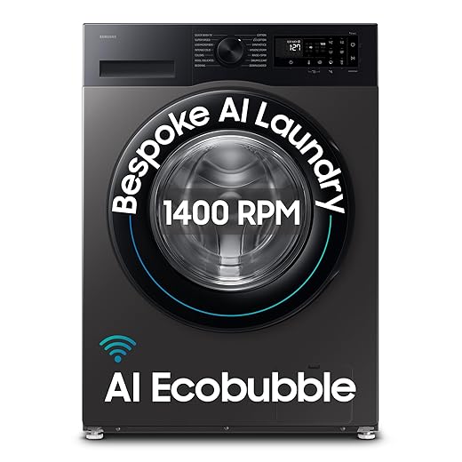 Samsung 9 kg, 5 star, AI EcoBubble, Super Speed, Wi-Fi, Hygiene Steam with Inbuilt Heater, Digital Inverter, Fully-Automatic Front Load Washing Machine (WW90DG5U24AXTL, Inox)